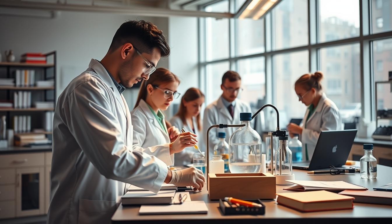 Student using a study guide to organize academic notes